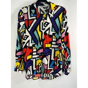 NWT Vintage Big Dart Size Med 8 Colorful Pop Art Button Up Shirt Retro Abstract